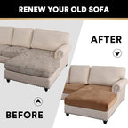 PrinceDeco Sectional Couch Covers 4 Pieces Couch Covers for Sofa Velvet Separate Couch Cover L Shape for Left/Right Chaise(3 Seater + 1 Chaise,Camel)
