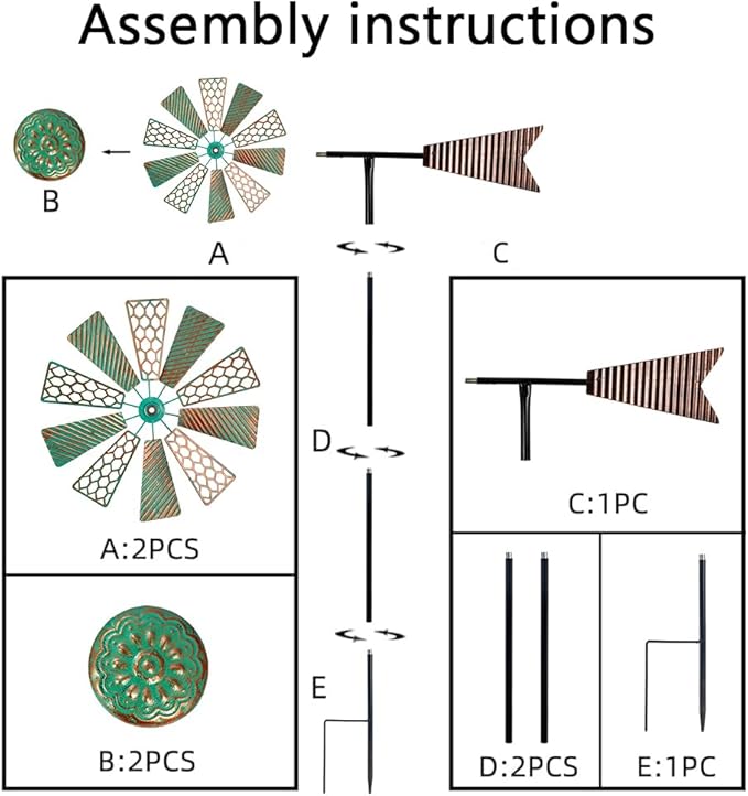 Viveta Wind Spinners Outdoor,13”Kinetic Wind Spinner Metal Vintage Windmill for Outdoor Garden Patio Yard Decor,Green