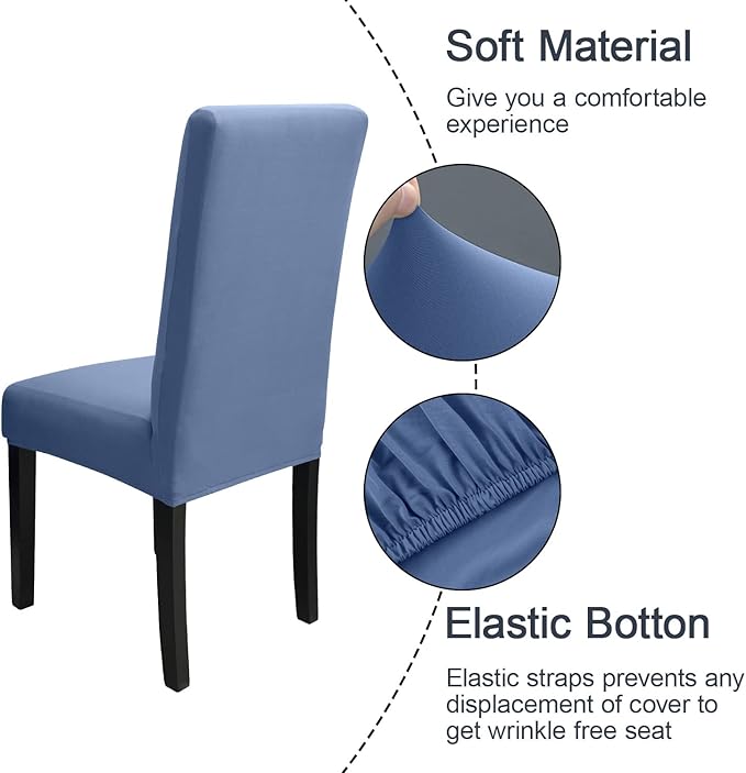 JQinHome 4 Pcs Dining Chair Slipcover, High Stretch Removable Washable Chair Seat Protector Cover for Home Party Hotel Wedding Ceremony