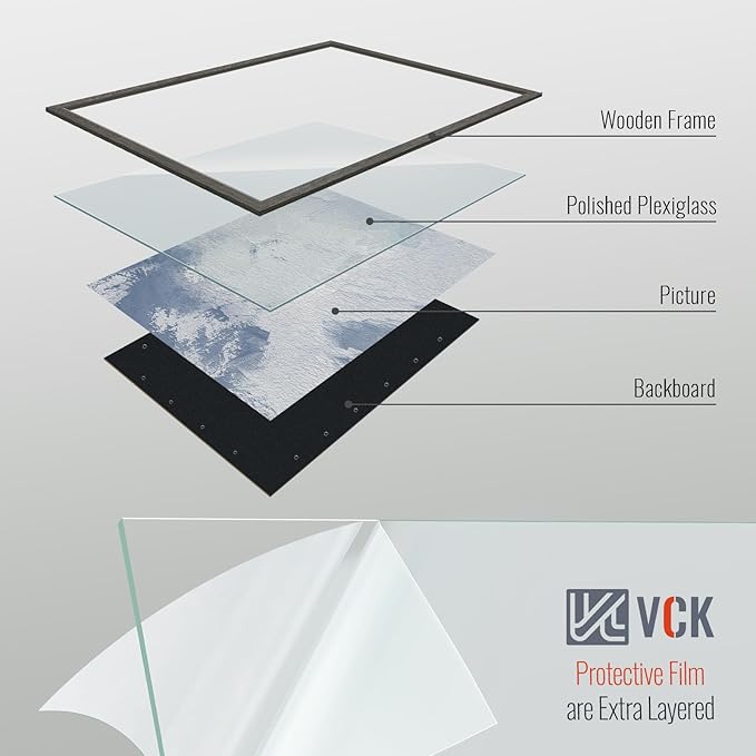 VCK 27x40 Poster Frame Set of 3, Gray Solid Wood Picture Frame, Exclusive Wood Grain, Wall Mounting Hanging