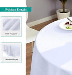 Surmente 132 inch Round tablecloths -5 Pack White Round Table Cloths, Polyester Fabric Table Covers for Weddings, Banquets, or Restaurants