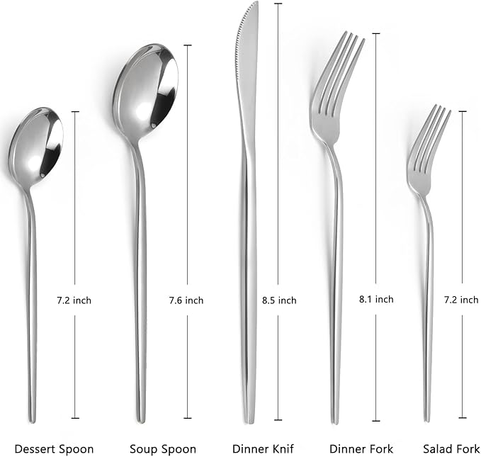 Silverware Set, KassKa 20 Pieces Flatware Cutlery Set, Stainless Steel Utensils Set Spoon Fork Knives Set for Home Restaurant and Kitchen, Mirror Polished Finished, Service for 4
