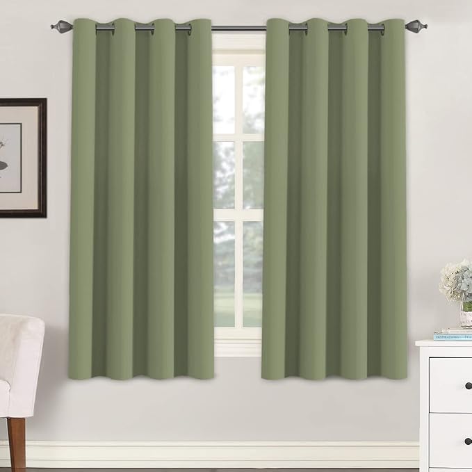 H.VERSAILTEX Window Treatment Blackout Thermal Insulated Room Darkening Solid Grommet Curtains/Drapes for Bedroom (Set of 2 Panels,52 by 63 Inch Long, Sage)