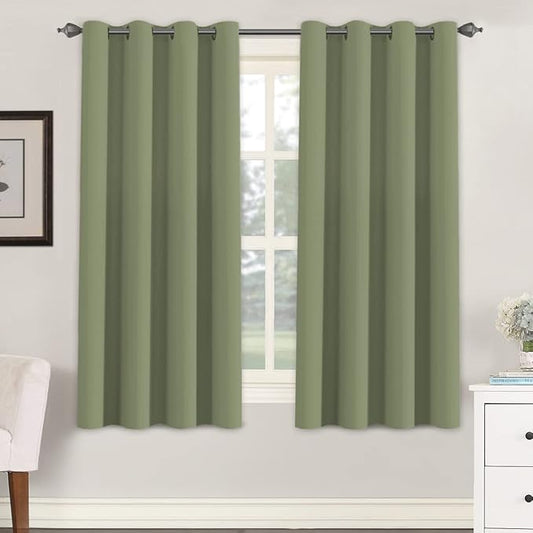H.VERSAILTEX Window Treatment Blackout Thermal Insulated Room Darkening Solid Grommet Curtains/Drapes for Bedroom (Set of 2 Panels,52 by 63 Inch Long, Sage)