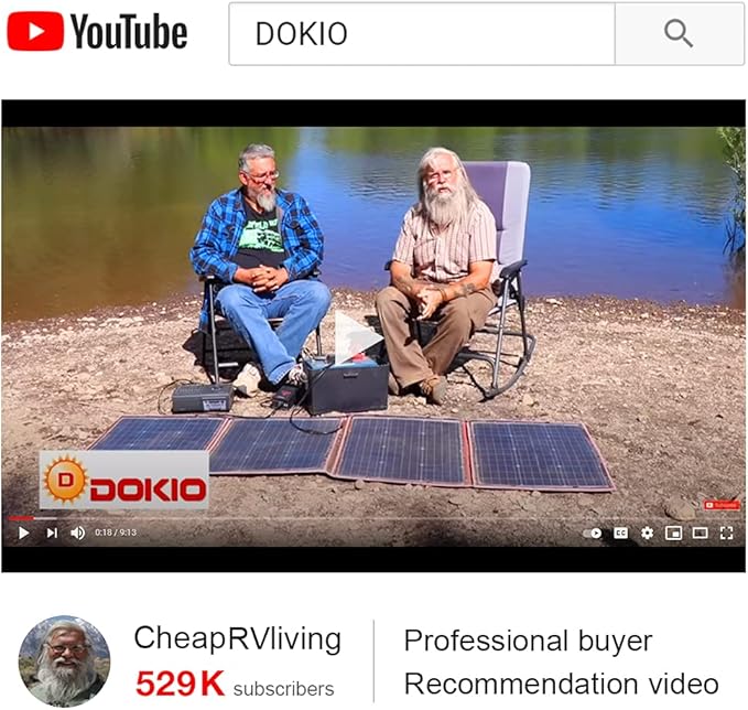 DOKIO 100W Portable Foldable Solar Panel Kit, Compact 21x28in Design 5.9lb with Standalone Controller and USB, Monocrystalline Charger for 12V Batteries, Power Stations, RV Camping Emergency Use