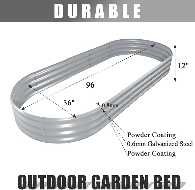 2 Pack 8x3x1FT Galvanized Raised Garden Bed Large Metal Planter Box Kit Elevated Raised Garden Planters for Outdoor Plants, Gray