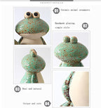 Frog Garden Decor Set of 3,Funny Cute Ceramic Frog Garden Statues Yard Decoration Outdoor Holiday Decorations,Ideal Ornament for Outside Pond Pool Patio Front Porch Backyard (Green)