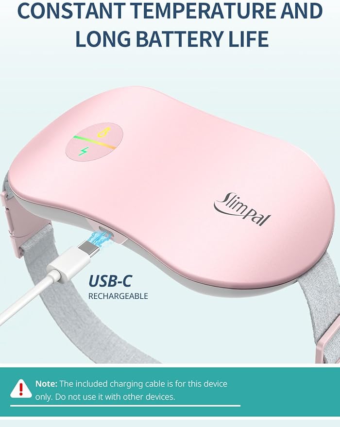 Slimpal Heating Pad for Period Cramps, Portable Cordless Electric Heating Pad for Menstrual Pain Relief Heat Belt, Rechargeable Wearable Heat Pad Gifts for Her Women Girl Wife Girlfriend, White