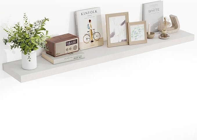 55 Inch Floating Shelves, 55"x9.25"x1.5" Inch Deep Floating Shelves for Wall, Wooden Shelves for Bathroom, Bedroom, Living Room, Cream White Oak