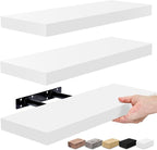 Sorbus Floating Shelves for Wall, Bathroom Shelves Wall Mounted for Kitchen, Bedroom, Bathroom Storage Over Toilet, Hanging Book Shelf for Wall Home Decor Living Room (White, 3 Pack)
