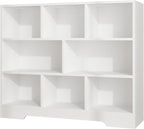 Book Shelf Set of 2, 8 Cubes Storage Organizer, 3-Tier Open Shelf Wooden Bookcase, Freestanding White Bookshelf Cube Shelf for Bedroom, Living Room, Home Office