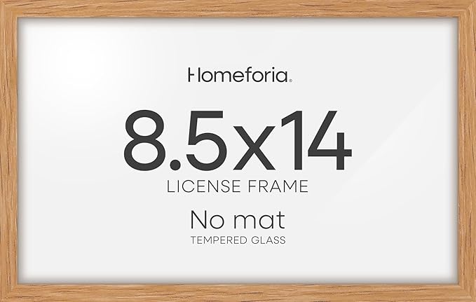 Homeforia 8.5x14 Marriage License Frame Wood, High End Natural Oak 8.5 x 14 Certificate Frames, 14x8.5 Light Wooden Frame for Wall & Tabletop, 8.5by14 Picture Frame, Tempered Glass, Wall Kit, Set of 1
