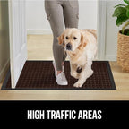 GORILLA GRIP 100% Waterproof All-Season WeatherMax Doormat 35x23, US Designed Natural Rubber, Stain and Fade Resistant, Low Profile Indoor Outdoor Door Mats, Easy Clean Patio Mat, Coffee Squares