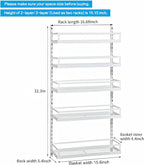 X-cosrack Wall Mount Spice Rack Organizer 5 Tier Height-Adjustable Hanging Spice Shelf Storage for Kitchen Pantry Cabinet Door, Dual-Use Seasoning Holder Rack with Hooks, White