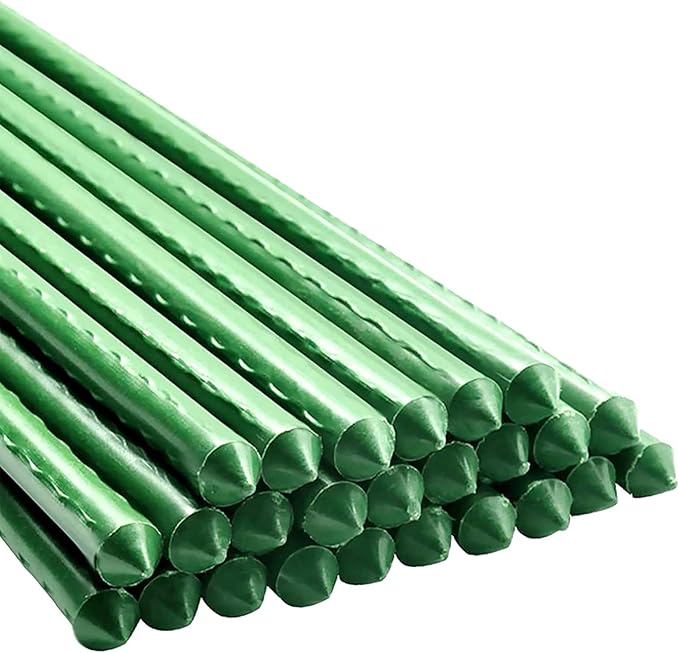Garden Plant Stakes 24 Inch 2Ft Steel Plant Stick Support, 25 Pack Tomato Stakes for Growing Climbing Plants
