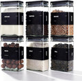 27 oz Glass Storage Jars with Bamboo Lid, set of 6, glass canisters with airtight lids, Clear jars with lids for Cookie, Candy, Tea, Coffee Bean and Rice, Black