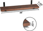 CONSDAN Floating Shelf for Wall Mounted Book Shelf Hanging Shelves Floating Bookshelf for Bedroom, Bathroom, Living Room, Kitchen USA Grown Solid Hardwood, Dark Maple 48x7.5x1.5 in