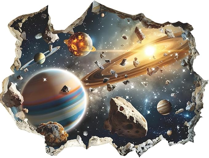 Quanhaigou 3D Galaxy Outer Space Wall Decals Stickers Wall Murals Wallpaper Decor for Home Floor Living Room (Universe Planet)