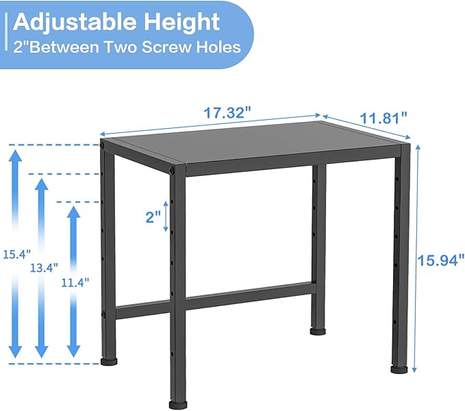 17.3 Inches Metal Storage Shelves,150LBS Heavy Duty Shelving Units and Storage For Small Appliance,Adjustable Utility Storage and Organization Shelf Rack For Kitchen Cabinet Closet Under Sink Pantry