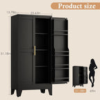 51" H Metal Kitchen Pantry Storage Cabinet, Freestanding Cupboard Storage Cabinet with Doors and Adjustable Shelves, Large Stand Up Food Cupboard for Living Room, Dinning Room, Black