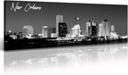 DJSYLIFE New Orlean Canvas Wall Art Decor City Skyline Pictures Poster Artwork Black and White Panorama Cityscape Painting for Bedroom Office Living Room Decoration Ready to Hang 13.8"X47.3"