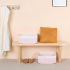 Large Storage Baskets for Organizing, Closet Shelf Baskets for Clothes Blanket Towels, Baby Nursery, Toy Bins Box, Woven Rope Baskets, 17 x 13 x 7.5”, 4 Packs Woven Pink