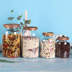 1 Gallon Glass Jar with Airtight Lid and Anti-Skid Bottom for Dry Food Storage