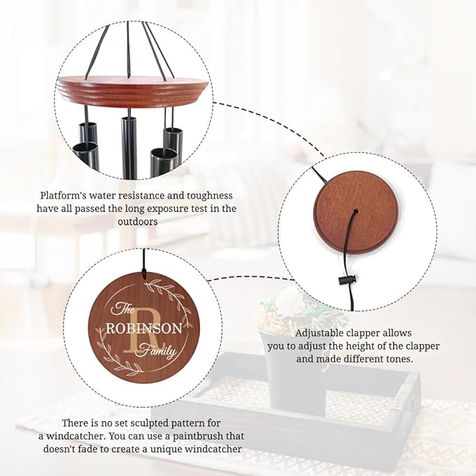 ASTARIN Personalized Wind Chimes Outdoor Deep Tone,35'' Customized Memorial WindChimes for Loss of Loved One,Melody Wind Chime Unique as Sympathy Gift,Home Décor for Garden