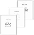 HAUS AND HUES 8 By 10 Picture Frames - 8x10 Picture Frame Set of 3, Frame For Three 8x10 Frames White Frames Gallery Wall, 8 x 10 Frames White, 3 Photo Picture Frame Metallic, (White Aluminum Frames)