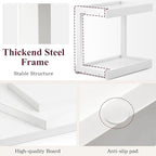 MARTY 2 Tier 15.75"x8.9" Large Countertop Shelf Organizer Spice Rack, Coffee Station Organizer for Mugs Cups, Wooden Shelf Desktop Storage Organizer for Kitchen Bathroom Home Office (White)