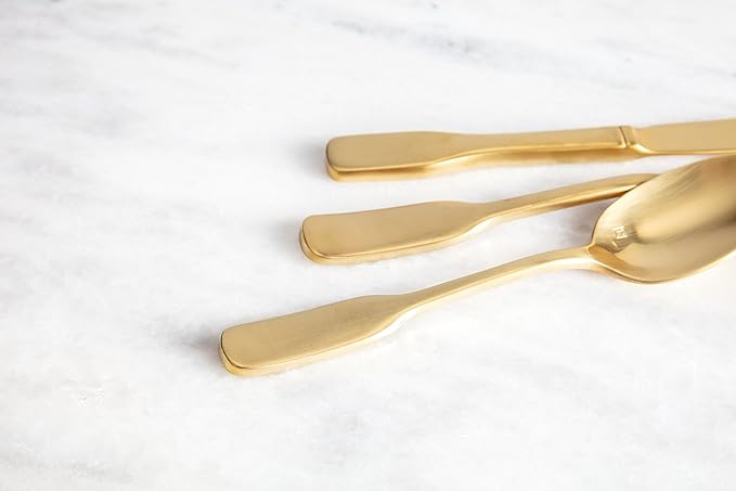 Fortessa Ashton 18/10 Stainless Steel, 20 Piece Flatware Set (Service for 4), Brushed Gold