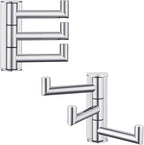 Angle Simple Swivel Towel Hooks for Bathroom, SUS 304 Stainless Steel Foldable 3 Arms Hand Towel Holder, Coat Wall Hooks, Polished Chrome, 2 Pack