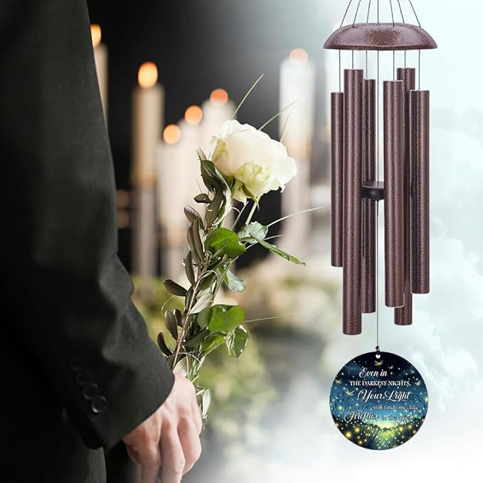 Personalized Sympathy Wind Chimes, 36inch Customized Wind Chime, Memorial Gifts for Loss of Loved One, Wind Chimes in Loving Memory of Dad/Mom, Condolences Gifts for Funeral