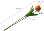 Mandy's Artificial Tulips 20 Stems Orange PU Faux Flowers for Wedding Home Decor 13.5 Inch