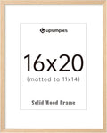 upsimples 16x20 Frames, Natural Solid Wooden Picture Frames, Display 11x14 with Mat or 16 x 20 Without, Vertical or Horizontal Wall Hanging, 1 Pack, Natural