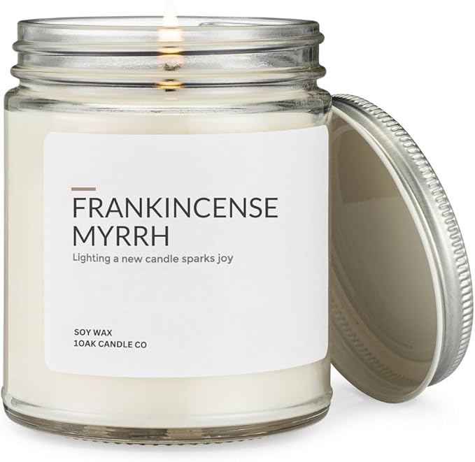 1OAK Soy Wax Scented Candles - Frankincense Myrrh - Long Burning Premium Hand-Poured (7oz.)