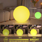 Large LED Glowing Ball Light, 20-in Outdoor LED Garden Orb Lights, Rechargeable Globe Lights RGB Color Changing Globe Floor Lamp Mood Lamp w/Remote, Waterproof Light Up Ball Light for Patio Lawn Decor
