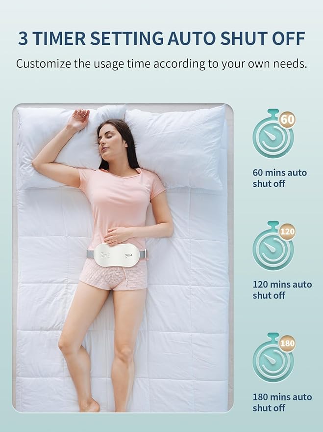Slimpal Portable Heating Pad for Period Cramps, Electric Cordless Heating Pad for Menstrual Cramps Relief, 3 Timer Auto Off Setting, Wearable Heat Pad Belt Gifts for Her Women Girl Wife, Beige
