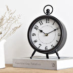 Vintage Black Table Clock on Stand, Decorative Desk and Shelf Clock, Rustic Mantel Clock Farmhouse Clock Non-Ticking