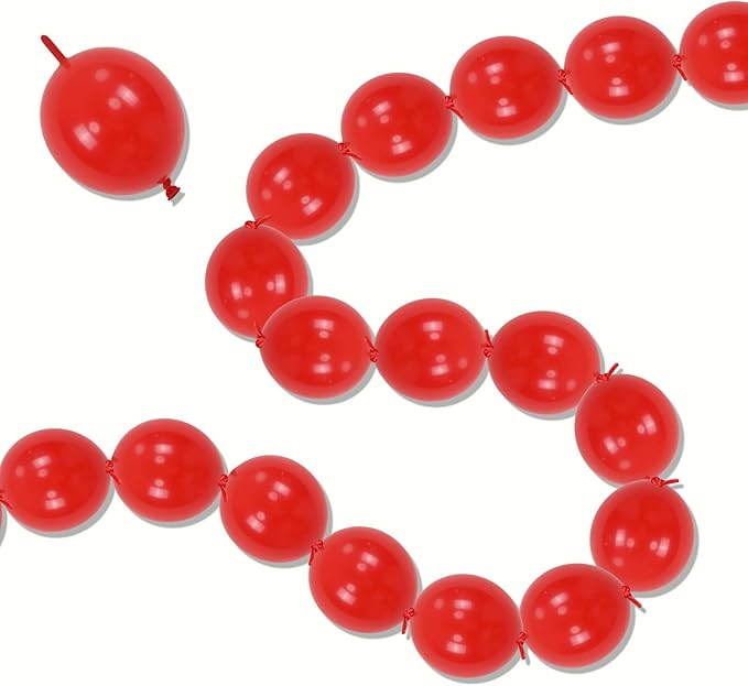Red Link Balloons, 60PCS 6 Inch Small Red Quick Linking Balloons for Making Balloon Wall Heart Arch, Tails Balloon for Wedding Birthday Baby Shower Valentine's Proposal Anniversary Party Decorations