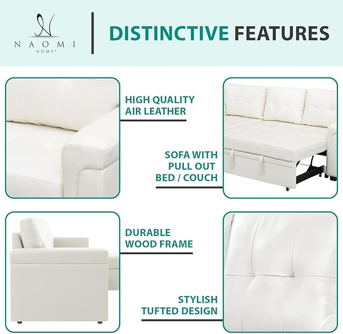 Naomi Home Laura Sectional Sofa White/Air Leather