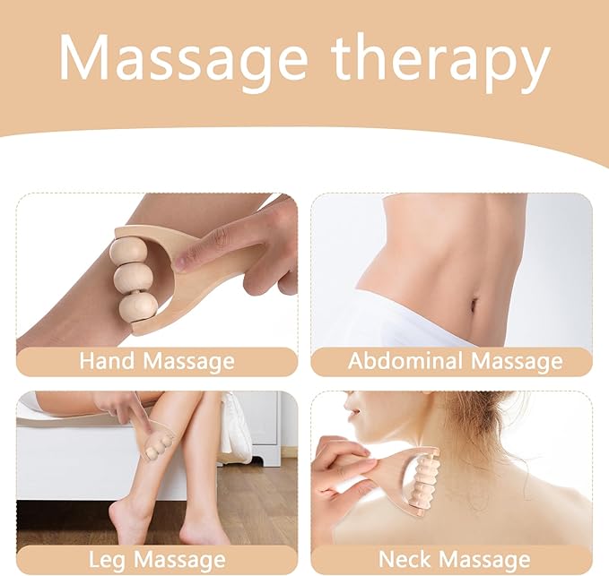 3Pcs Wood Therapy Massage Sticks, Wooden Massage Rollers, Hand Massage Tools Manual Hand Muscle Roller for Relaxes Thigh, Leg, Hands Full Body Muscle