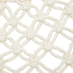 Okuna Outpost Macrame Hanging Fruit Basket Hammock for Kitchen - 6 x 25 x 15 in - White Cotton Modern - Under-Cabinet Storage with 2 Hooks for Bananas