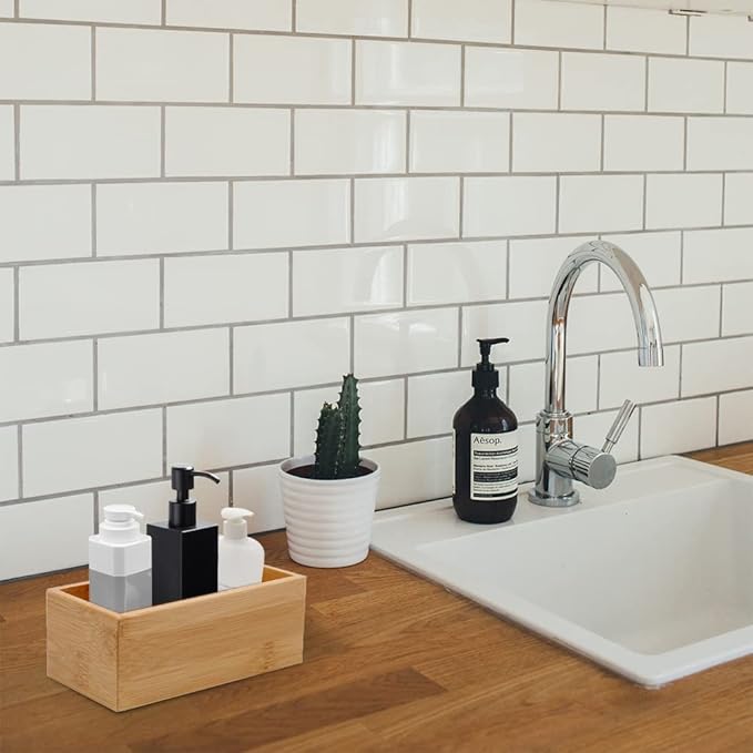 Bamboo Drawer Organizer - Kitchen Utensil Organizer Silverware Tray Cutlery Holder，Office Desk Supplies and Accessories (12x5.9x2.6 inch)