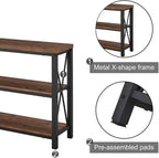 BON AUGURE Rustic Entryway Table, Farmhouse Hallway Table, Console Tables for Entryway, 3 Tier Sofa Tables for Living Room, Industrial Entry Table (47 Inch, Rustic Oak)