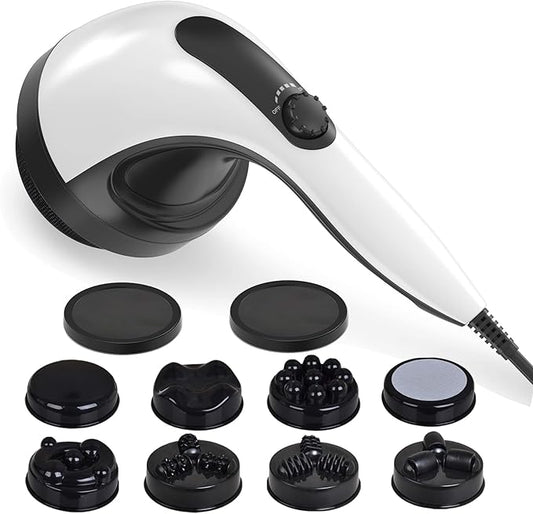 Body Sculpting Machine - 7-Speed 8-Head Electric Cellulite Massage & Lymphatic Drainage Device with Lipo Roller, Handheld Full-Body Massager Vibra for Belly, Butt, Arms, Legs, Home Use(White)