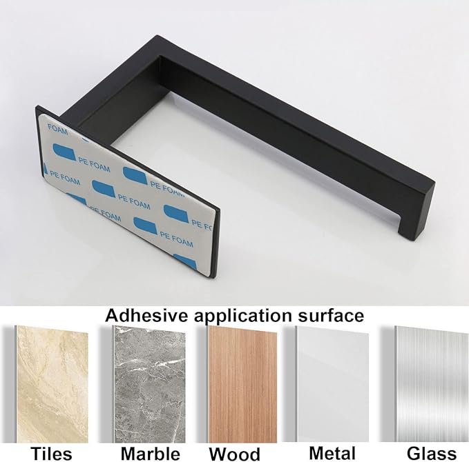 Toilet Paper Holder, Self Adhesive Tissue Holder Stainless Steel Rustproof Paper Roll Holder, No Drilling Easy to Install, Toilet Paper Rack Suitable for Office, Bathroom (2, Matte Black)