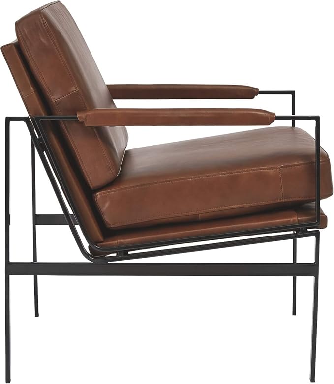 Signature Design by Ashley Puckman Mid-Century Modern Leather Accent Chair, Brown