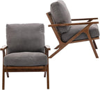 HNY Set of 2 Mid Century Accent Chair, Upholstered Armchair with Wood Frame and Canvas Cushions, Leisure Reading Chair Slipper Chair for Living Room, Bedroom, Gray