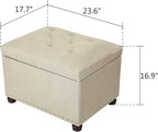 Joveco Storage Ottoman Bench Rectangular Fabric Organization Tufted Footrest for Living Room Bedroom, Upholstered Padded Footstool Coffee Table Seat with Lift Top